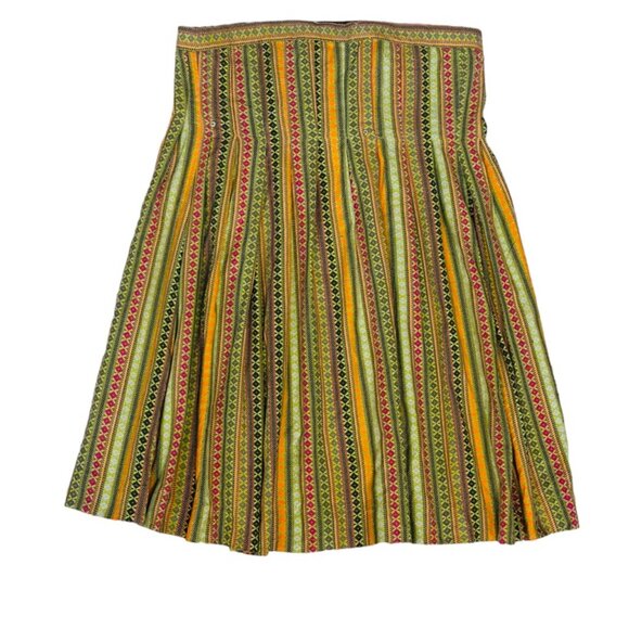 Rare Free People Vintage Deadstock Striped A-line Skirt NWT NOS Sz 12 Chartreuse - Picture 4 of 16